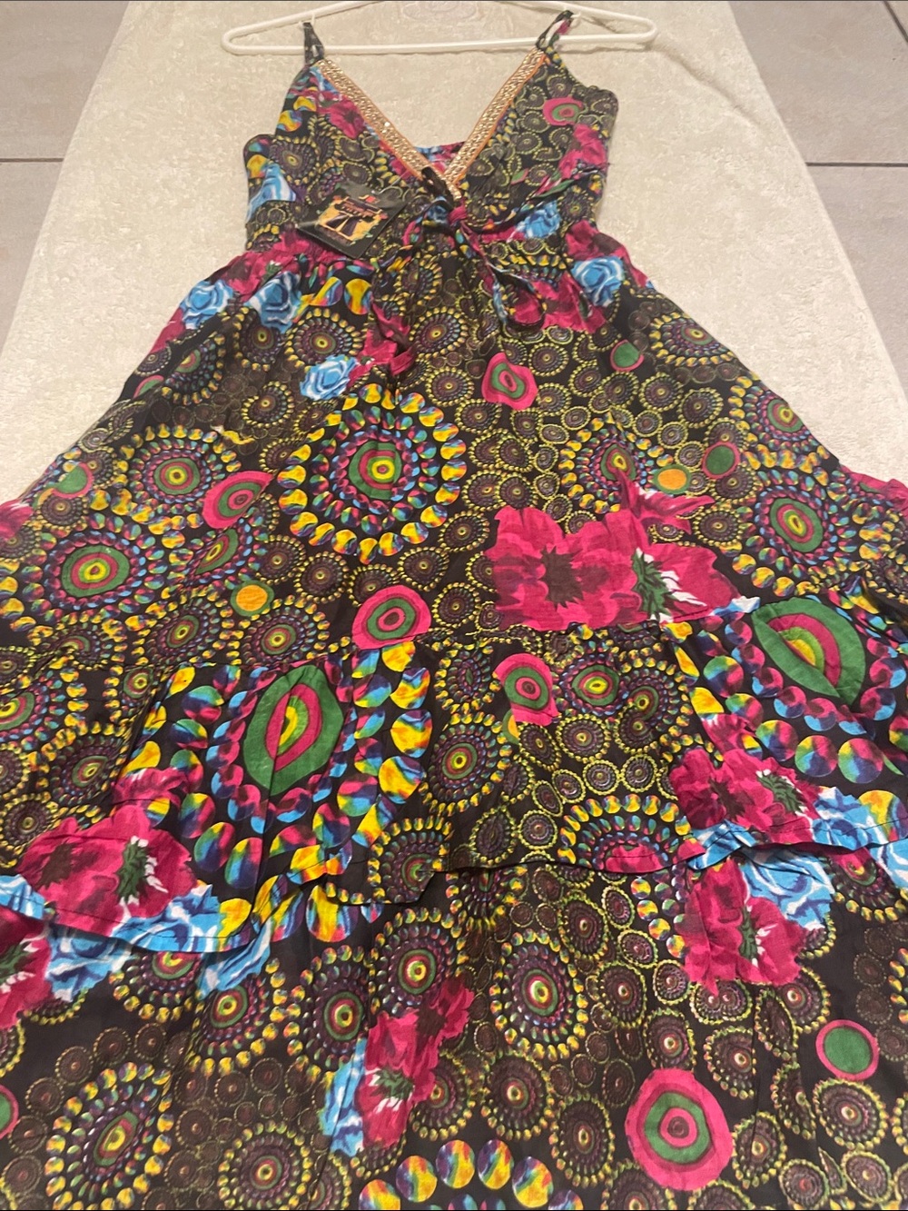 NWT Junglee Billee Vibrant Multicolor Floral Boho Dress - Picture 2 of 7